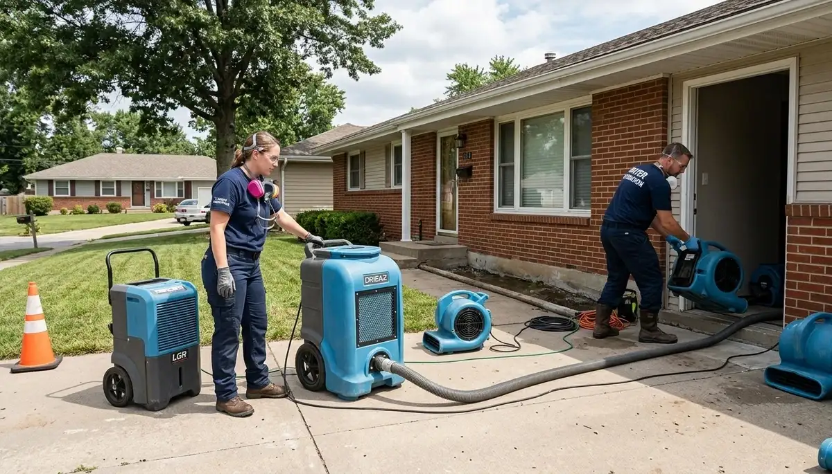 Water damage restoration crew serving Kansas City, MO for emergency cleanup and repair